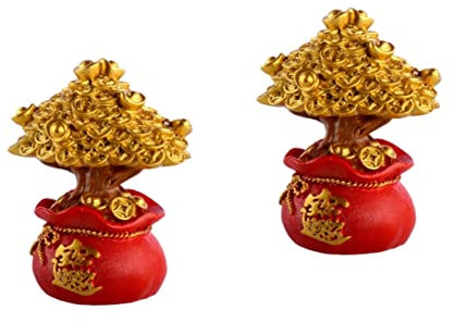YARNOW 2stücke Titel Glücksbaum Deko Resin Ornament Für Geburtstagstorte Zuhause Und Büro Feng Shui Dekoration Kompakte Tischdeko Für Auto Und Partys