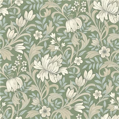 Grandeco Marian Vintage Art Nouveau Floral Trail Papier peint lisse Vert