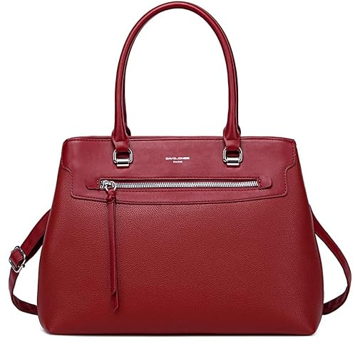 David Jones - Damen Handtasche Elegante - Henkeltasche PU Leder - Stilvolle Schultertasche Shopper Tasche Frau - Klassische Tote Bag Viele Fächer & Taschen - Umhängetasche Alltag Arbeit - Rot