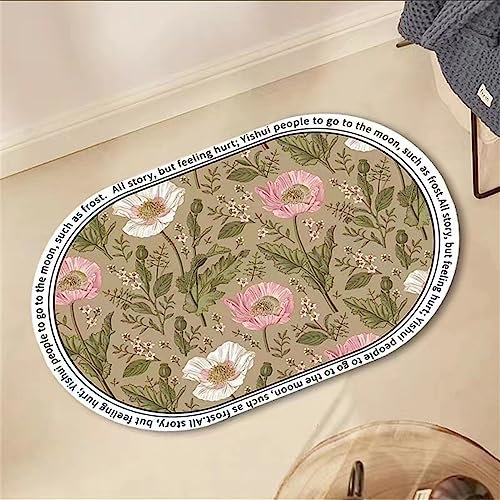 Badezimmerteppich Super Absorbierende Rutschfester Badematte, Badematten Badteppich 70x120cm Badvorleger Extra Schnelltrocknende Waschbare Badematte Home Rug, Badmatte Bodenmatte Floor Mat Rote Blumen