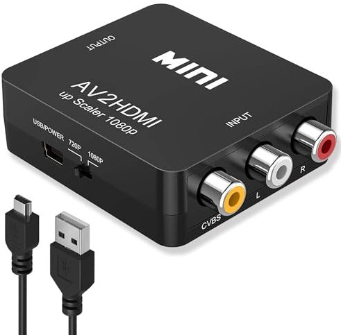 BSWL – RCA to HDMI Converter – AV to HDMI Converter – 1080P Audio Video Adapter Supports PAL/NTSC – Compatible with TV, PC, Laptop, PS1/2/3, Wii, Xbox, Camera, DVD Player, VHS, VCR, SNES & N64