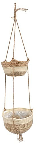 Kisangel Maceta Colgante De Paja Tejida para Decorar El Hogar Cesta Colgante De Cuerda para Colgar Puerta