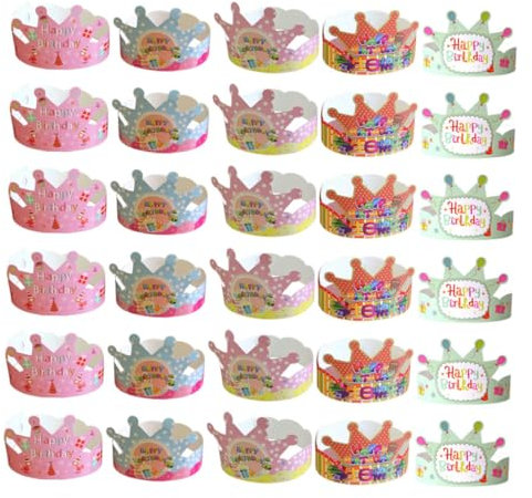NUOBESTY Corone Decorative Per Cappelli Da Compleanno Per Bambini E Bambine Set Di Copricapi Per Feste in Carta Di Colori Assortiti