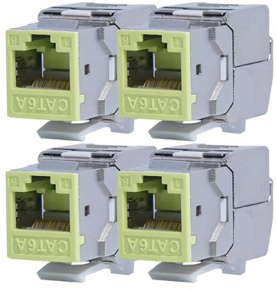 KOSCOM CONNECT 4x Keystone Modul CAT6A in grün | STP RJ45 Einbaubuchse