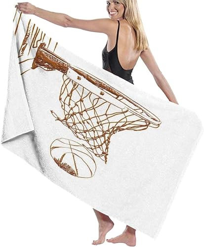 okoikfc 3D Strandtuch 80x160 cm Basketball Badetuch Groß Basketball Microfaser Handtücher Weich Schnell Trocknen Strandhandtuch Herren Frauen Badetücher, Strandtücher Strandlaken Handtuch A1907