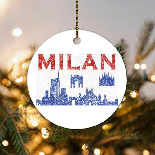 Italien Mailand Skyline Weihnachtsbaum Hängende Ornament Mailand City Silhouette Weihnachtsschmuck für Baum Keramik Ornamente Geschenk Weihnachtsstrumpf Füllung Geschenk