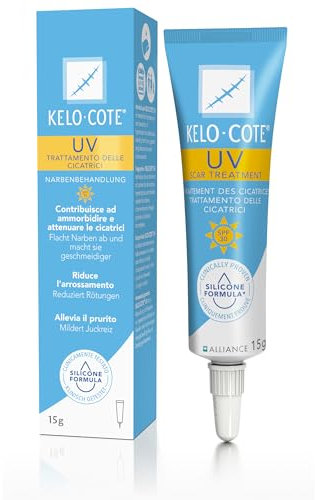 KELO-COTE UV SPF30 Silikon-Narben-Gel 15g mit Sonnenschutz, für chirurgische Narben, erhabene, wulstige Narben wie hypertrophe Narben und Keloide, Verletzungen