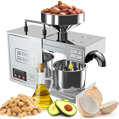 MáQuina de Prensado de Aceite de 820 W, MáQuina de Prensado en FríO y Caliente para Uso Comercial DoméStico, Prensa de Aceite para Oliva, Maní, SéSamo, Canola, Semillas de Girasol