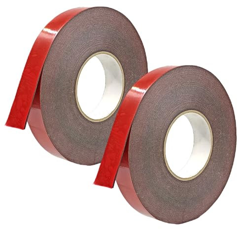 KARELLS 2 Pièces Ruban adhésif Double Face Extra Forte, Imperméable et Résistant aux Hautes Températures, pour Usage Extérieur,Voiture Réparation,Fixation,DIY,Bande LED（10m x 10mm/10m x 15mm）