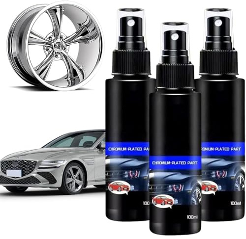 Refurbishing Agent Spray for Chrome-Plated Parts, Chrom Spray, Chrompolitur Auto zur Reinigung & Chrompflege, Entfernt Blindstellen und Rost an Chromteilen, Langzeit Korrosionsschutz und Glanz (3PC)