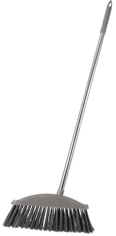 COLLBATH Stainless Steel Long Handle Broom Thick Bristle Household Cleaning Tool for Indoor Outdoor Floors Kitchen Office Dust Sweeping