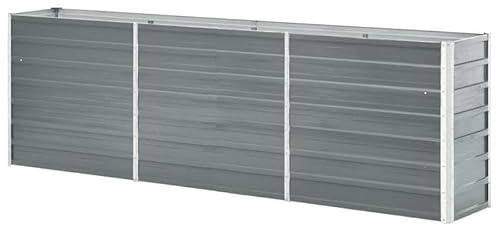 Bancal de acero galvanizado 240 x 40 x 77 cm – gris | duradero y fácil de limpiar | ideal para jardín y balcón | perfecto para el cultivo de verduras y hierbas