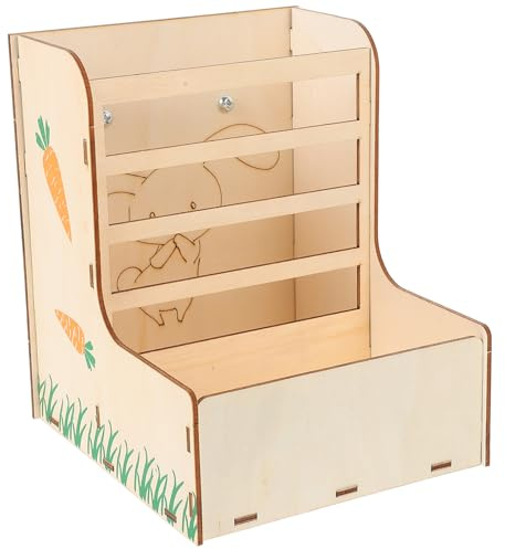 TOPPERFUN Comedero de Madera para Conejos y Chinchillas, Dispensador de Alimentos Soporte Fijo para Jaula, Accesorio para Cobayas y Hámsters, Adecuado para Alimentación y Almacenamiento
