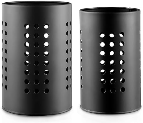 QiaMan 2 Stück Küchenutensilienhalter für Küchentheke, Besteckkorb Edelstahl, Utensilienhalter Küche, Kochlöffelhalter für Küchen Organizer von Halten Sie den Küchentisch sauber (Schwarze)