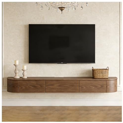 WYZSIINK Schwebender TV-Ständer Mit Klapptüren & Schubladen | Wandmontierte Entertainment-Konsole Für Wohnzimmer & Büro(BrownA,180cm)