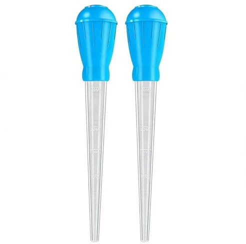 2Pcs Extra Long Turkey Baster for Aquarium, 50ml Aquarium Water Changer Siphon for Fish Tank Cleaning, Waste Remover for Aquarium, (Blue-17.7IN)