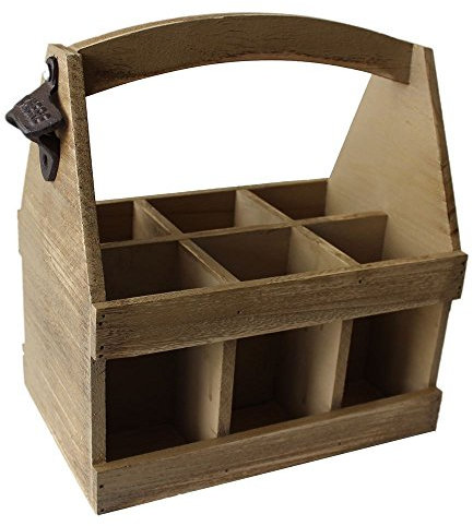 Oak Effect Six Bottle Wooden Carrier