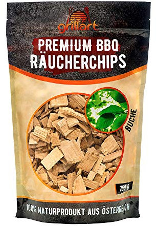 XL Premium virutas de Humo de Haya para el aroma especial de ahumado - madera ahumada muy ahumada - madera de árbol 100% natural de los Alpes para un sabor único de la parrilla - 750g