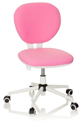 hjh OFFICE 670968 Kinder- und Jungenddrehstuhl Kid VIVO Stoff Pink/Weiß Kinderbürostuhl mit höhenverstellbarer Rückenlehne