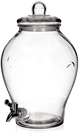GETRÄNKESPENDER mit Zapfhahn Glas Wasserspender Fass Glaskanne Saftspender 6,5 L