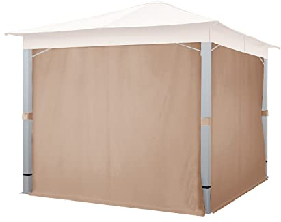 TOOLPORT 4 Seitenteile für Gartenpavillon Sunset Premium 3x3 m - Polyester ca. 180 g/m² - mit Reißverschluss - Cappuccino