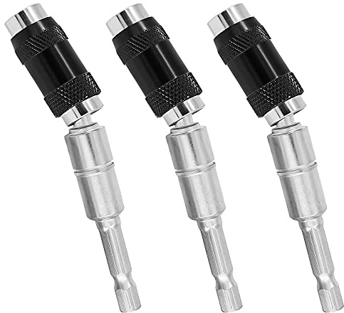 Gasea 3 Packs Magnetic Pivoting Drill Bit Holder, 1/4 Hex Shank Screwdriver Extension Rod with 20° Pivot Mode, Quick Change Magnetic Screw Drill Tip Drive Guide Set