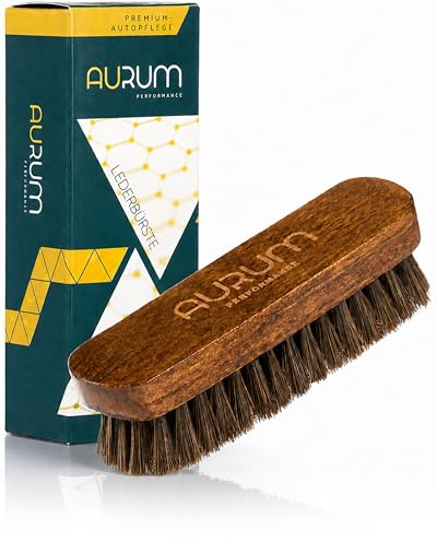 Aurum-Performance® Lederbürste Auto mit Naturborsten für alle Lederarten | Universal Leder Bürste zur schonenden Reinigung von Alcantara, Glattleder, Kunstleder & Cabrio Verdeck - Polster Textilbürste
