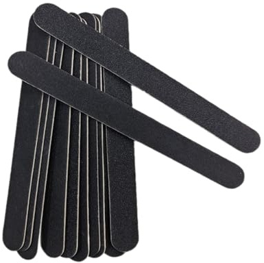 Ncheli 20 Unidades Limas de Uñas Profesionales Negras, Lima Fina Doble Cara Grano 100/180, Limas Desechables para Manicura Pedicura Gel Acrílico, 17.8cm