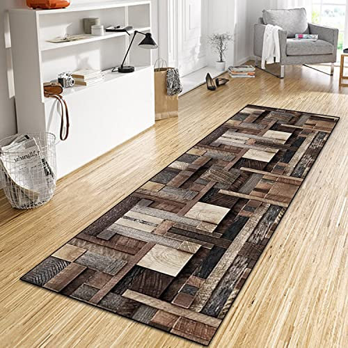 WTHYGB Teppich Läufer Flur 100x270 cm, rutschfest Waschbar Dauerhaft Moderne Lang Polyester Küchenläufer Flurläufer, 6 MM Dickem Teppichläufer für Korridor, Schlafzimmer, Wohnzimmer Braun