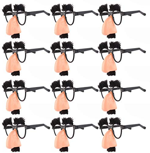 Toyvian 12Pcs Lustige Verkleidung Brille Neuheit Lustige Brille mit Nase Und Schnurrbart für Kinder Erwachsene Halloween Kostümparty Bevorzugt Fotokabinen- Requisiten Brille