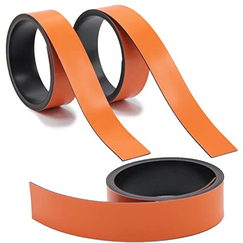 3 tiras magnéticas naranjas, aprox. 2 cm x 1 m, cinta magnética para marcar en pizarras blancas, estantes de almacenamiento, calendario, fácil de recortar, etiquetas magnéticas, mag_255