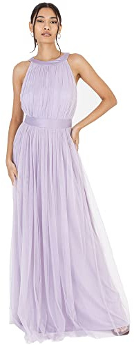 Ladies Maxi Dress for Women Halter Neck Long Sleeveless with Belt A Line Evening Gown Ball Prom Wedding Guest Bridesmaid