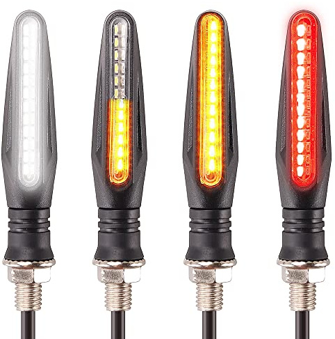 Baceyong 4PCS Frecce Moto LED Sequenziali 12V DRL e Stop | Compatibile con moto, scooter e ATV, con effetto scorrevole ad alta visibilità per una segnalazione più chiara.