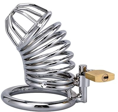 Naughty Drawer - Male Chastity Cage, Metal Chastity Cage, Metal Penis Cage, Penis Cage, Smooth Stainless Steel, Lock & Keys, Metal Cock Cage, Dominatrix, CBT Toys, BDSM Toys, Male Chastity Device