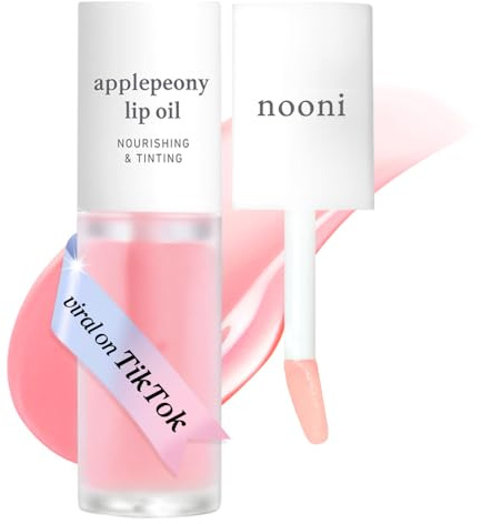 NOONI Korean Lip Oil - Applepeony | Long-Lasting, Moisturizing, Plumping, Revitalizing for Dry Lips, Waterproof, No Peel Off, Hydrating Lip Stain, Stocking Stuffers, Cute Stuff, 0.12 FL Oz