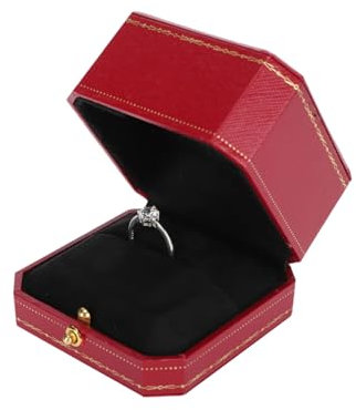 MOUMOUTEN 1 STÜCKE Samt-Ringbox für Verlobungsringe, Einzelne Samt-Ring-Geschenkbox Klassische Schmuckschatulle Elegantes Ohrring-Etui(Rote Einzelringbox)