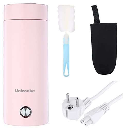 Unizooke Mini caldaia portatile, 400 ml, bollitore elettrico portatile, 220 V, bollitore elettrico da viaggio, 300 W, per latte, caffè, acqua e tè, rosa