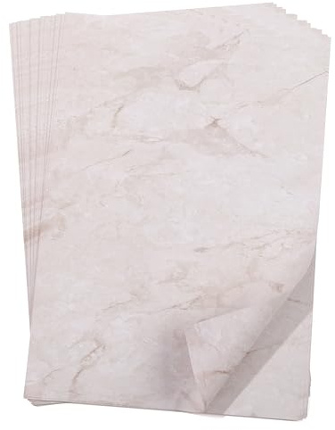 100 Blatt DIN A4 Briefpapier Marmor Optik, Beige, beidseitig bedruckt, bedruckbar