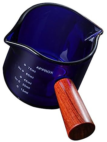 KICHOUSE Pot à Lait Verre Avec Poignée Bois Pichet à Lait Transparent Récipient à Café