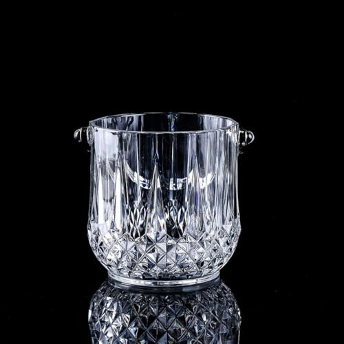 ZYFAB Seau à Glace en Cristal Acrylique, Transparent Seau à Glace Seau à Champagne modèle Diamant Refroidisseur de bière de vin avec poignée pour Bar fête KTV,Clear,12 * 13 * 9.2cm