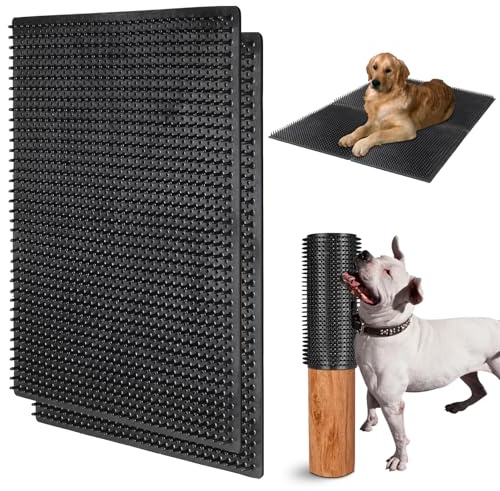 Lot de 2 Tapis de Massage Doux pour soulager Les démangeaisons pour Chien, Tapis de Massage Doux pour l'été, Gratte-Dos et Masseur de Dos, Convient pour canapé, Sol, Piquet en Bois, Mur, etc