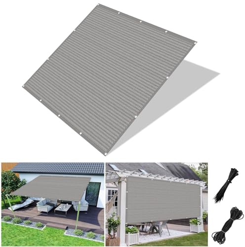 Voile d'ombrage Rectangulaire 5.8 x 6.4 m Résistant Respirant Coupe-Vent et Perméable à l'eau Toile Filet Dombrage Rectangle avec Corde pour Terrasse Extérieur Piscine, Gris Clair