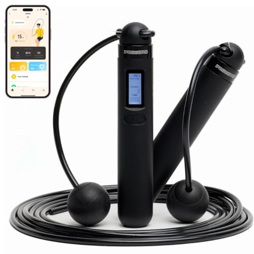 PROWERS Intelligentes Springseil, kabelloses Springseil mit Kalorienzähler, App zur Datenanalyse, wiederaufladbarer Akku, Springseil Sport, Fitness, Herren, Damen, Kinder, Crossfit