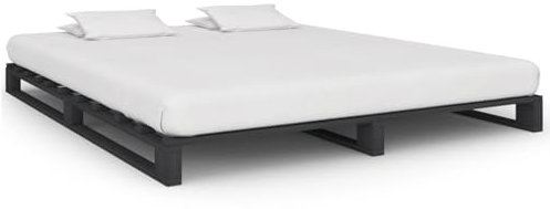 Sufrk Palettenbett Bettgestell Bett Holz Betten Paletten Bett Massivholzbett Grau Massivholz Kiefer 200×200 cm
