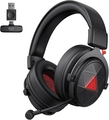 EKSA E900X 5.8G Wireless Gaming Headset with Micphone for PC PS4, PS5, Computer, Laptop - Dual Mic ENC Call Noise Cancelling Headphones - 7.1 Srround Sound - Over Ear Headphones for TV, Music, Meeting