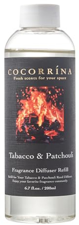 COCORRÍNA Raumduft Nachfüller 200ml, Tabacco & Patchouli, Langanhaltender Duft mit natürlichen ätherischen Ölen, Erfrischender und beruhigender Raumduft für Wohnzimmer, Schlafzimmer und Badezimmer