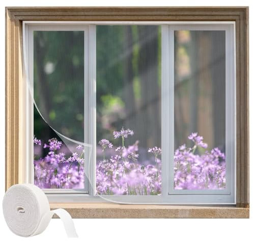 Mückennetz Fenster 85x105cm Weiß Moskitonetz-Vorhang für Tür, Fenster, Balkontür