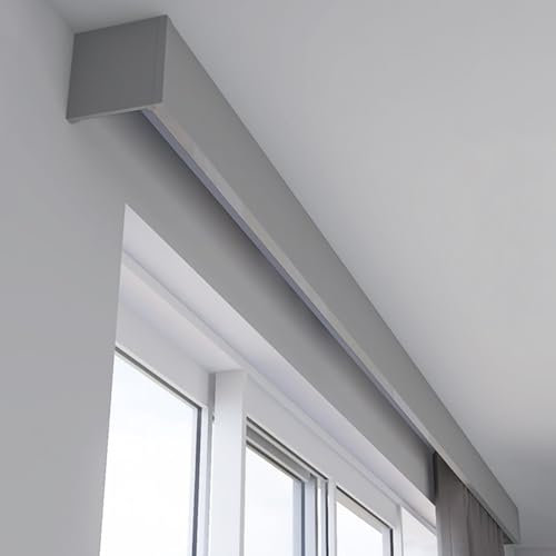 Gardinenstange mit 3 Funktionen, mit Volant-Befestigung, Metall-Palmet-Wand-/C-Halterung, anpassbare Fensterschiene für Wohnzimmer und Schlafzimmer, Grau, 1,8 m Größe