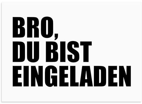 Moosthaler 12x Geburtstagseinladungen Jungen und Mädchen - BRO, DU BIST EINGELADEN - Lässige Einladungskarten Kindergeburtstag Junge - Geburtstag Party Einladungskarten für Teenager