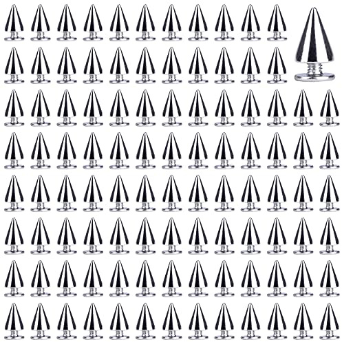 Remaches Punk, 100 Piezas Remaches Cono de Cuero, Plateado Bullet Stud Spike Tachuelas de Metal con Tornillo Para Decoración Bolsas de Bricolaje Pulseras Ropa Zapatos(7×10mm)